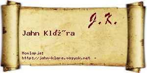 Jahn Klára névjegykártya